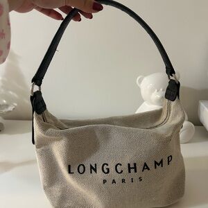 Longchamp Black and Cream Shoulder Bag